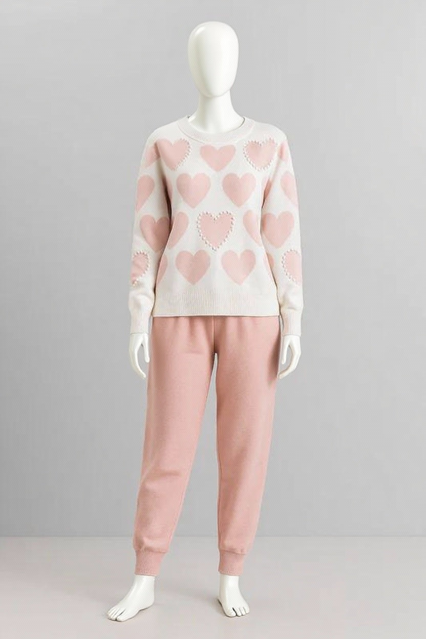 Soft Pink Hearts Pullover