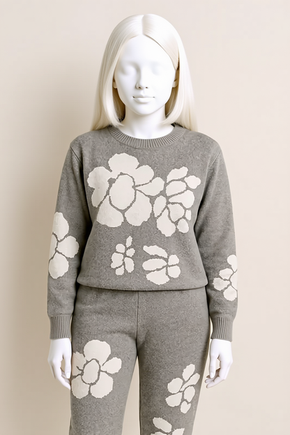 Grey Floral Knit Co-ord – Soft