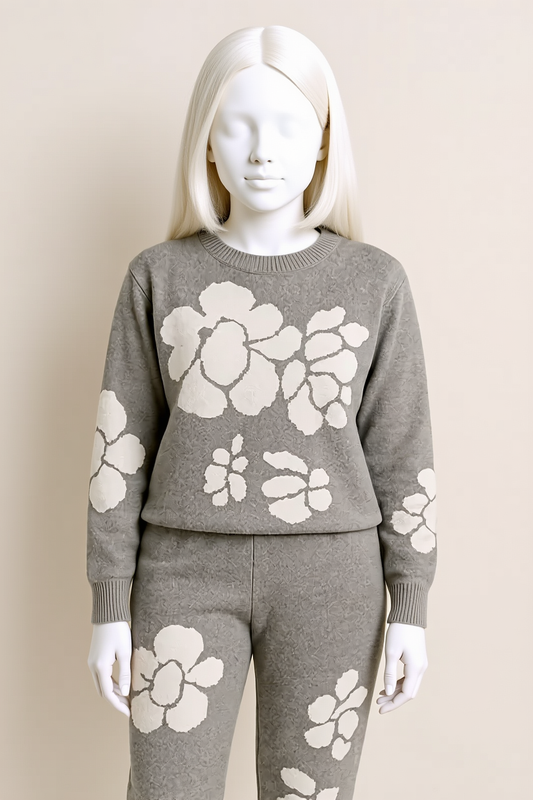 Grey Floral Knit Co-ord – Soft