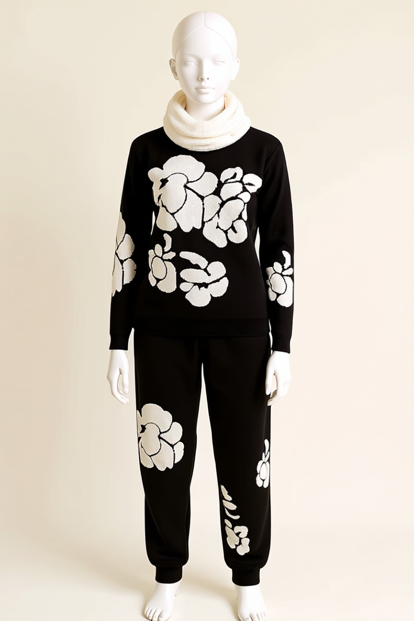 Black Floral Knit Co-ord – Bold