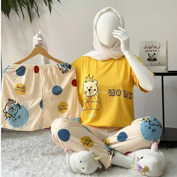 3 Piece Her King Nightwear