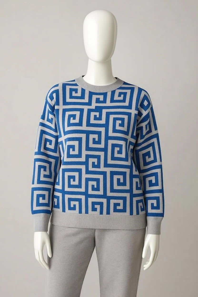Blue Geometric Knit CO ORDS Bold