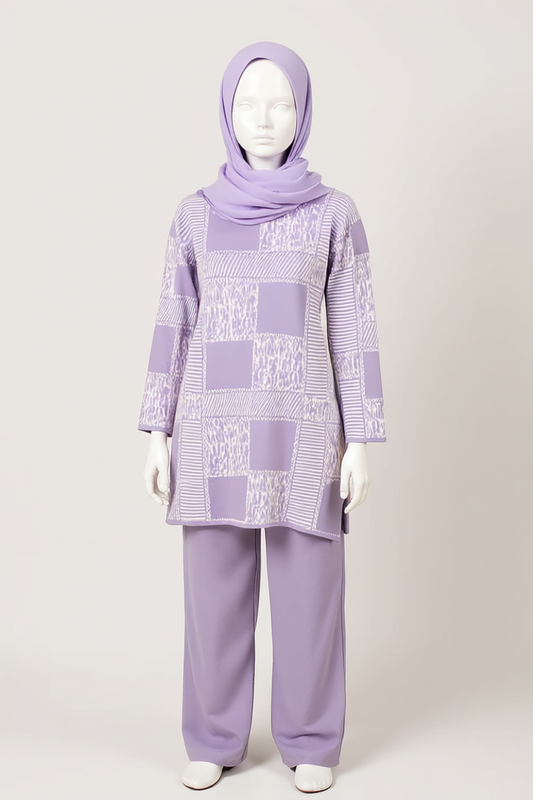 Lavender Patchwork Knit Set
