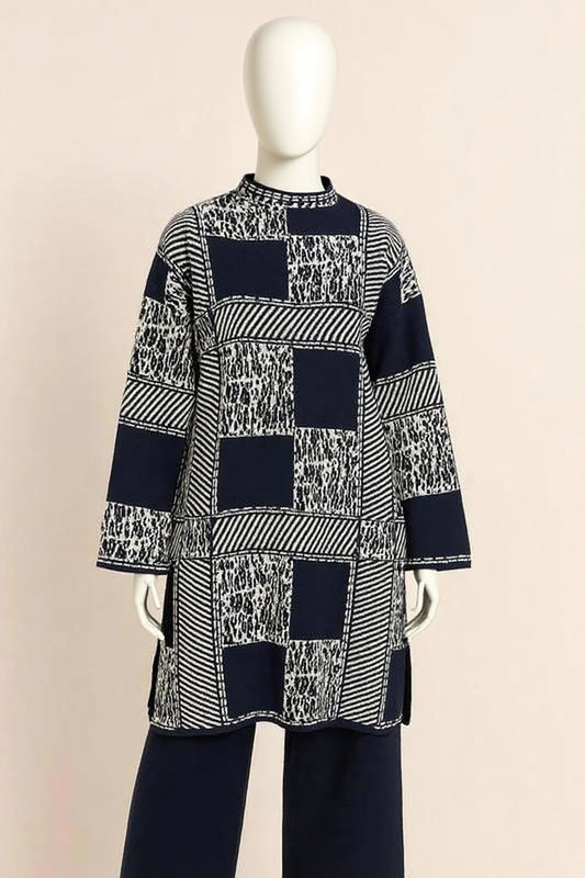 Black & White Geometric Knit CO ORDS