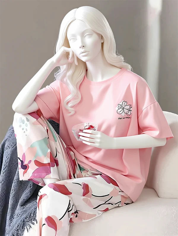 Long Leaf Printed Night Suit