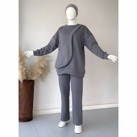 Winter Grey Carryall Co-Ord Set + Bag