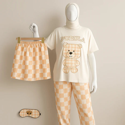 Noise Cotton 3 Piece Printed Night Suit Creamy Teddy