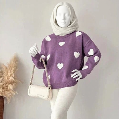 Winter Purple Heart Printed 2 PC Co-Ord Set