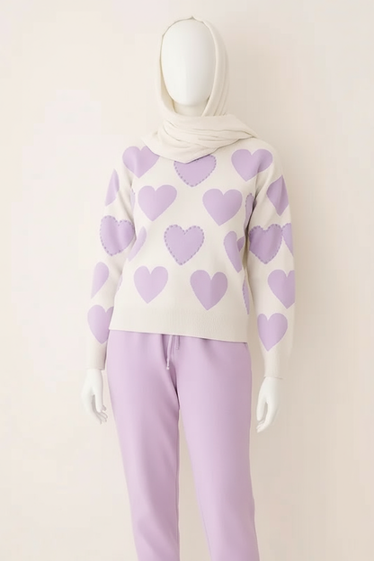 Soft Purple Hearts Pullover