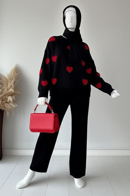 Winter Heart Printed 2 PC Co-Ord Set