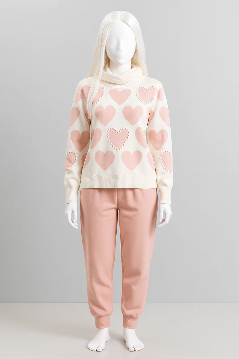 Soft Pink Hearts Pullover