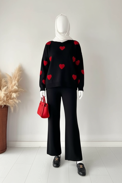 Winter Heart Printed 2 PC Co-Ord Set