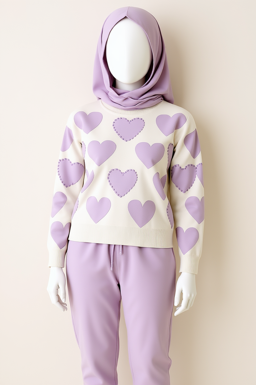 Soft Purple Hearts Pullover